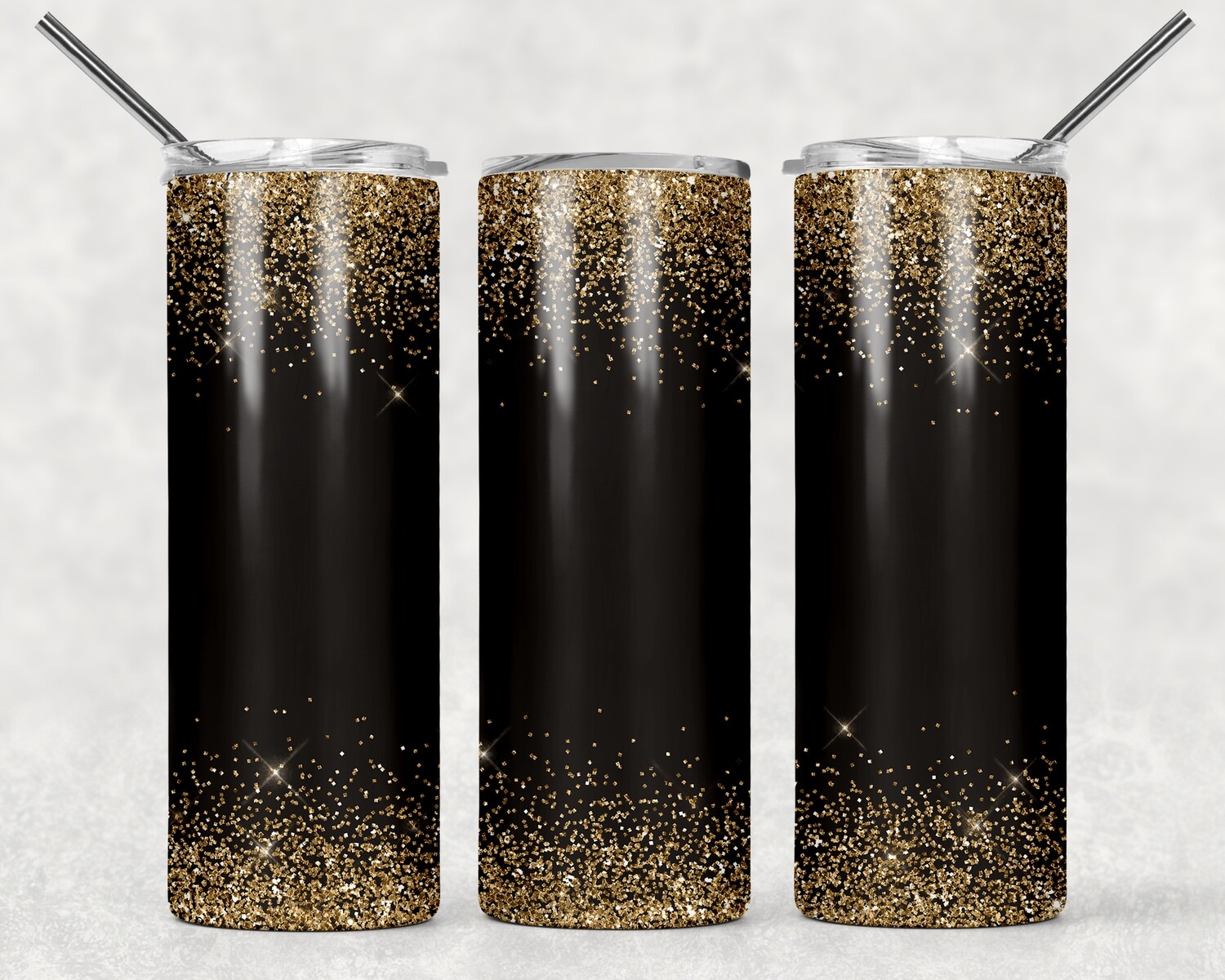 Black Gold Glitter Tumbler With Your Text