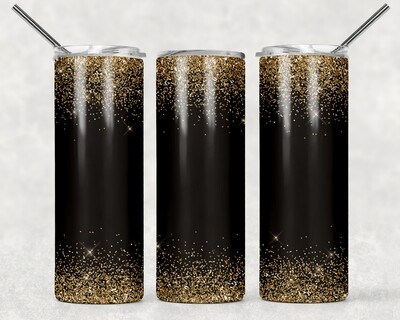 Black Gold Glitter Tumbler With Your Text