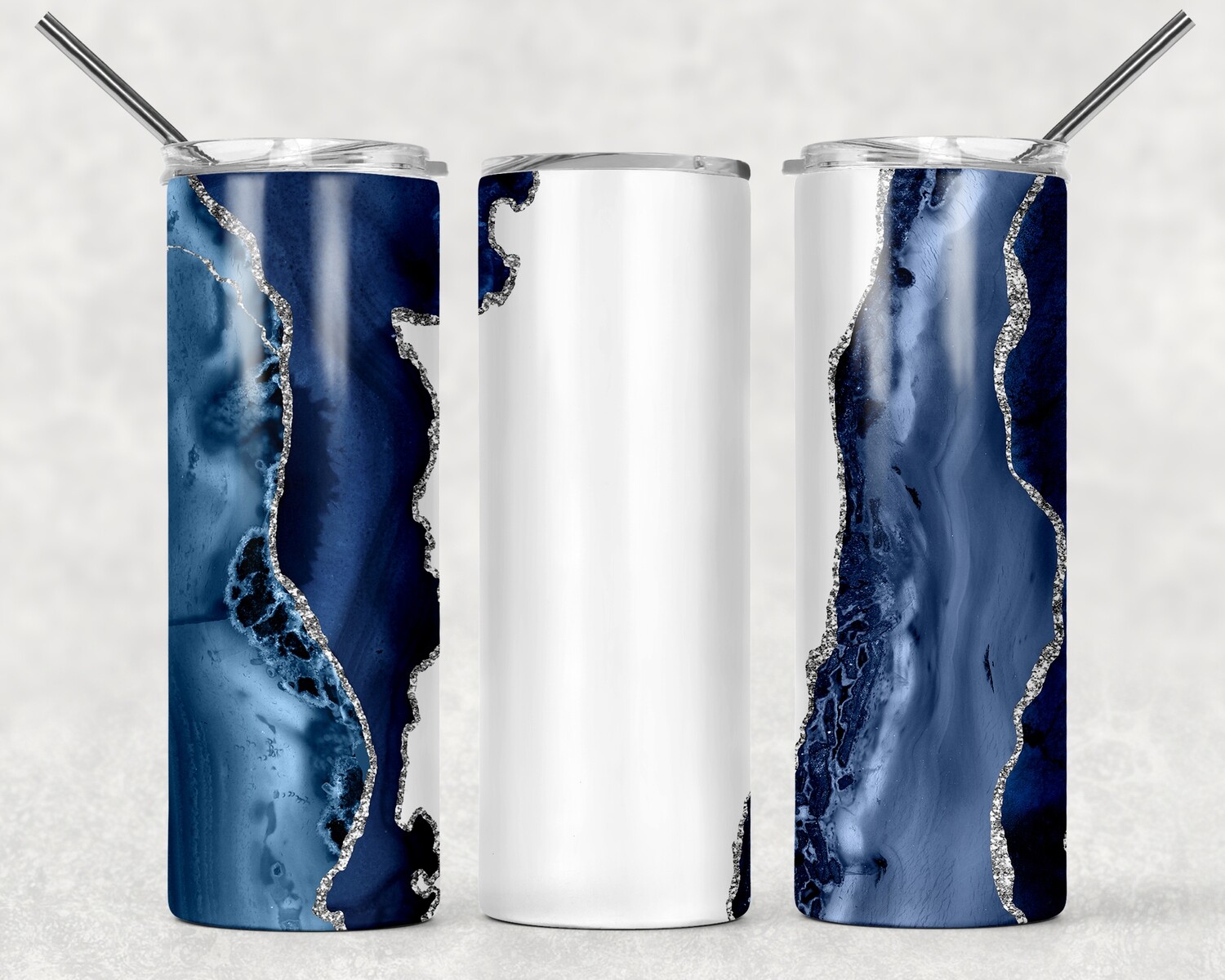 Blue Silver Agate Galaxy Tumbler With Your Text