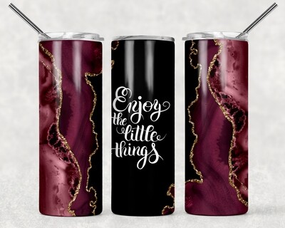 Burgundy and Gold Enjoy the Little Things Agate Galaxy Tumbler