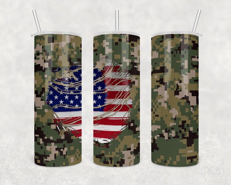Camo Navy USA Tumbler With Your Text