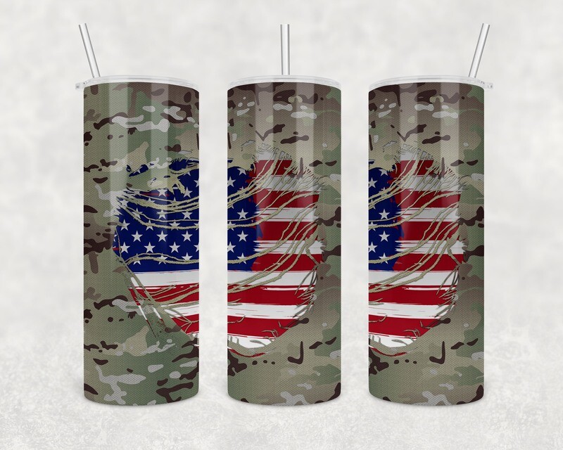 Camo Army USA Tumbler With Your Text