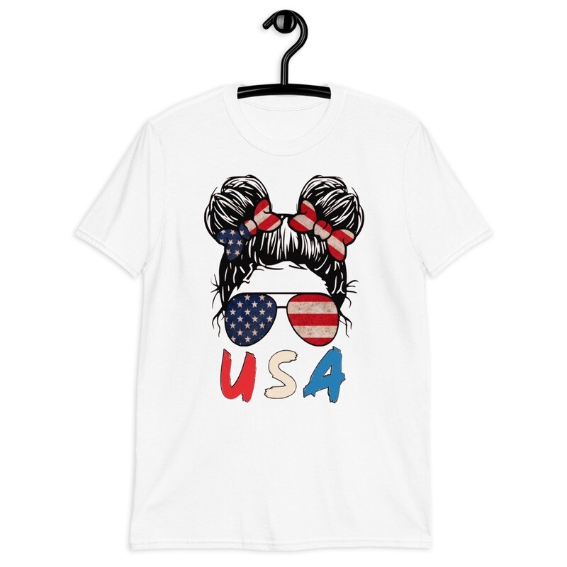 Space Bun American Flag USA T-Shirt