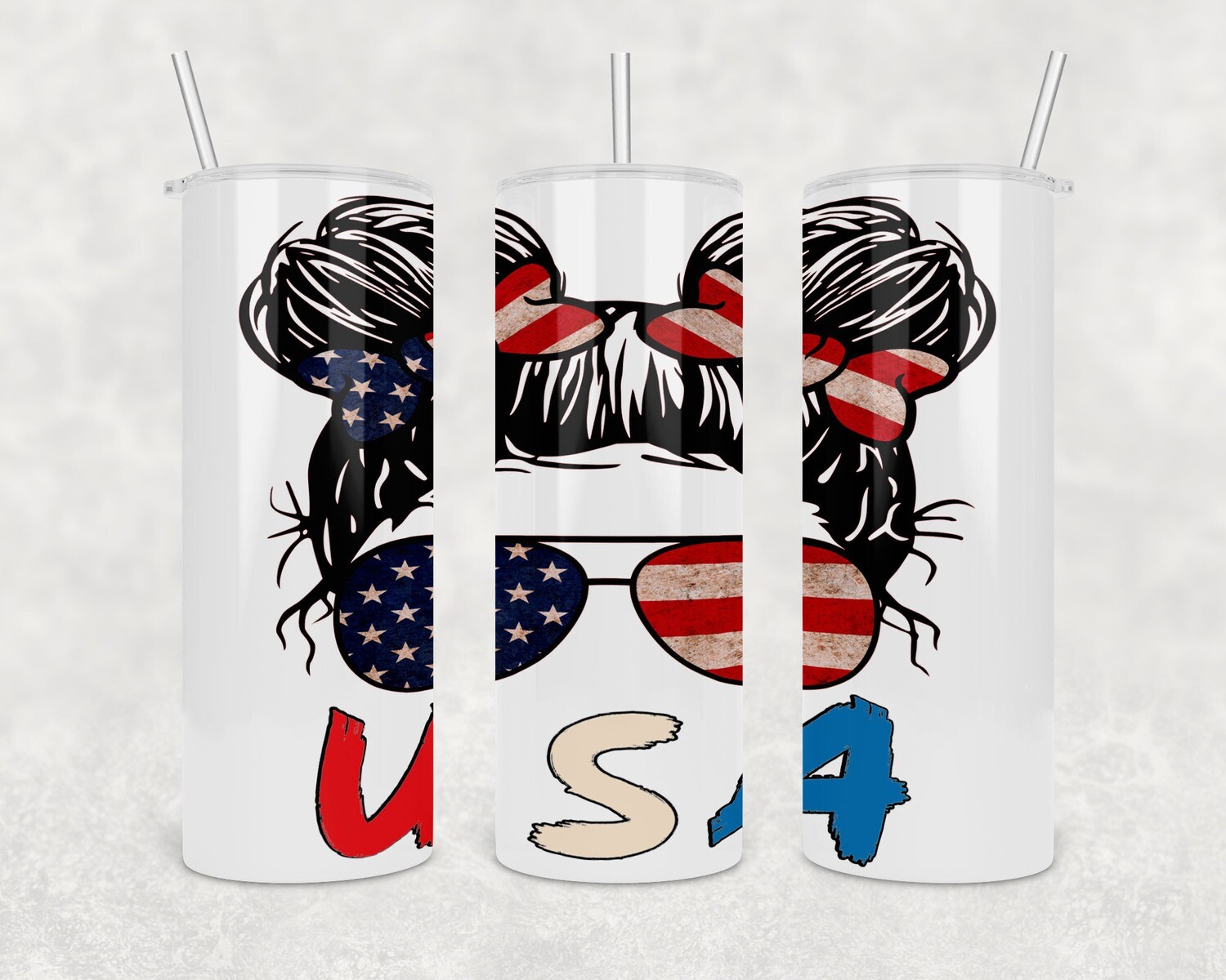 Space Bun USA American Flag Tumbler