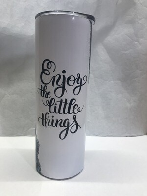 Blue Gold and White Enjoy the Little Things Agate Galaxy Tumbler