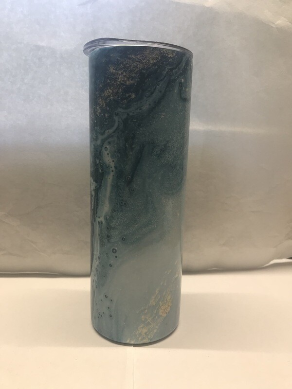 Aqua Blue Beach Glitter Tumbler
