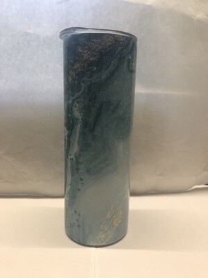 Aqua Blue Beach Glitter Tumbler
