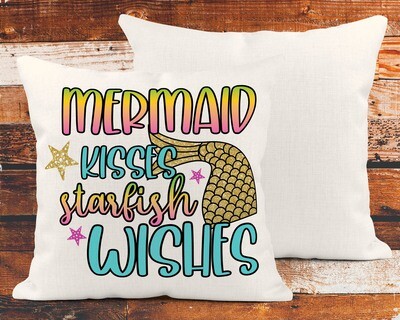 Mermaid Kisses Starfishes Wishes Pillow Cover