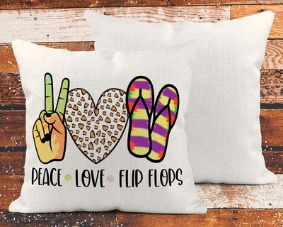 Peace Love Flip Flops Pillow Cover