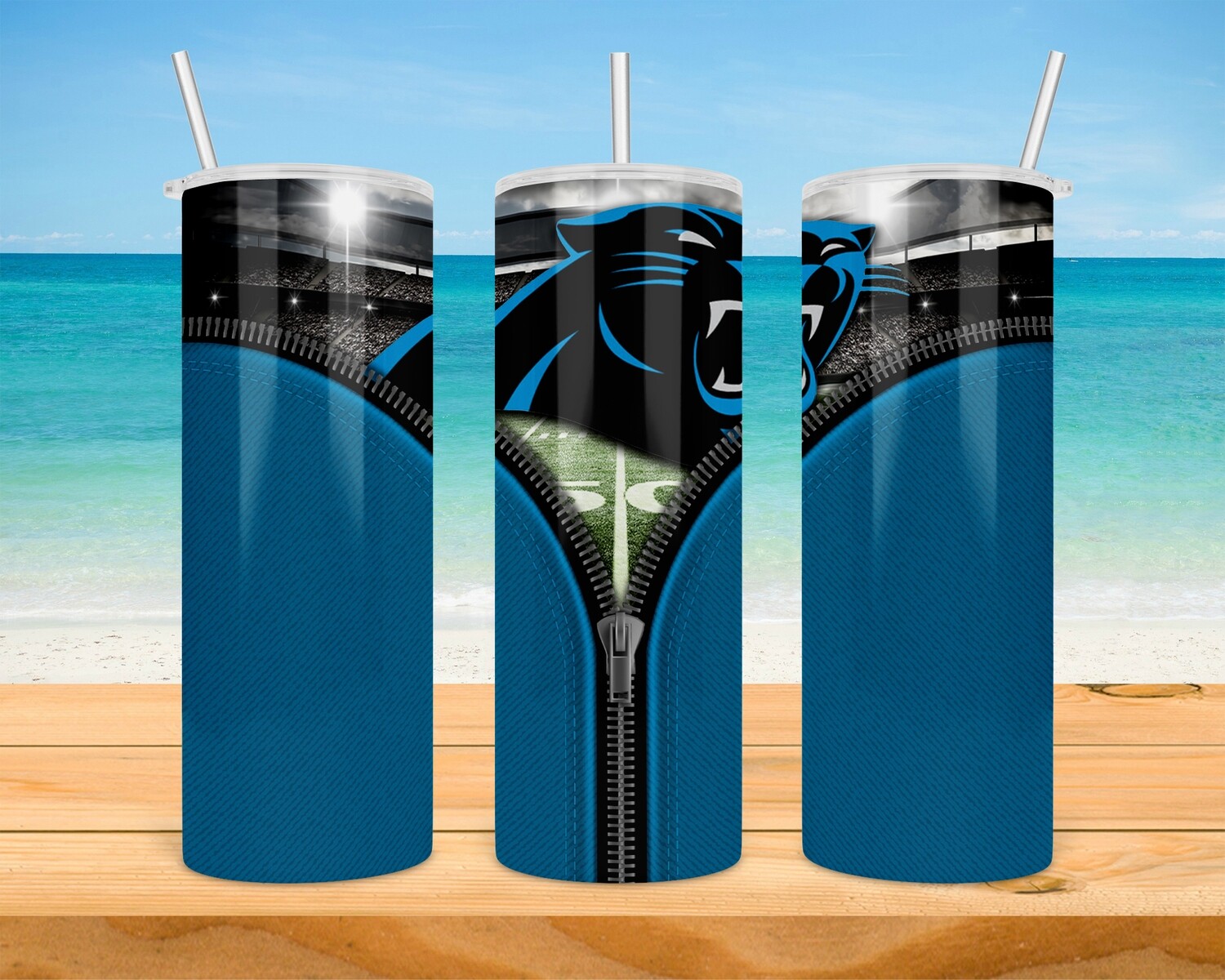 Carolina Panthers Football Zipper Tumbler