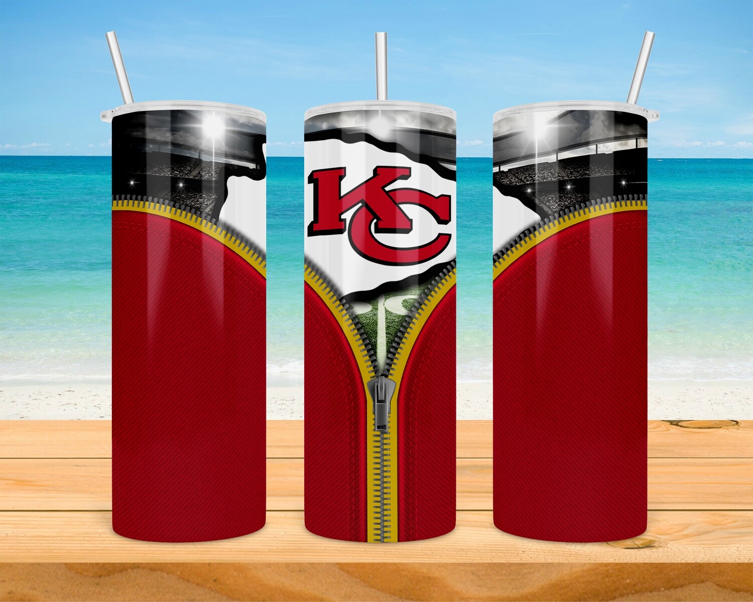 Kansas City Chiefs Football Zipper Tumbler