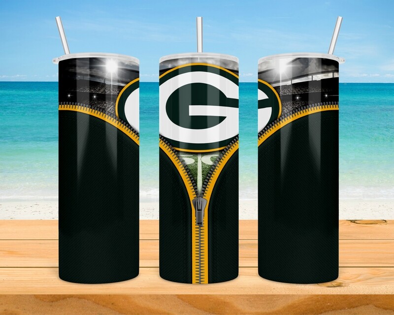 Green Bay Packers Football Zipper Tumbler