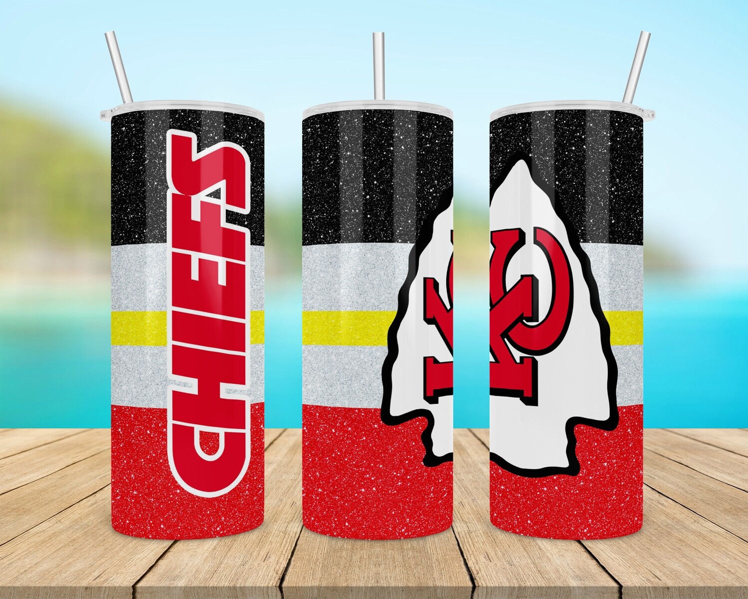 Kansas City Chiefs Football Glitter Tumbler