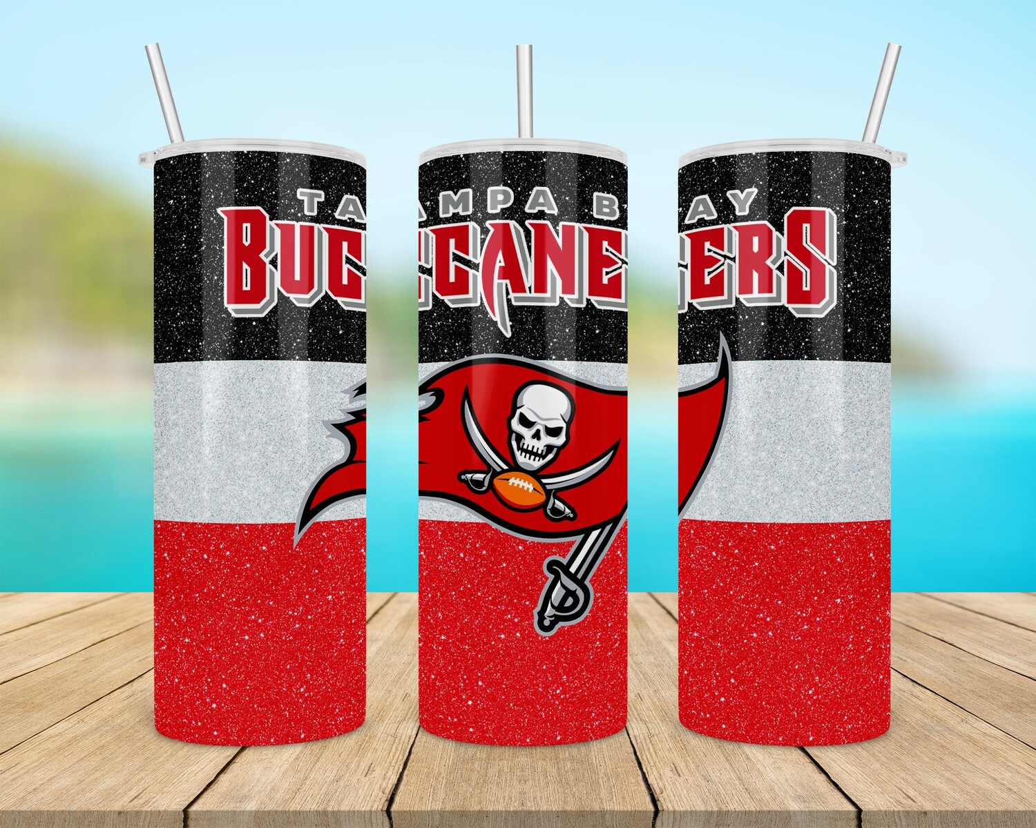 Tampa Bay Buccaneers Football Glitter Tumbler