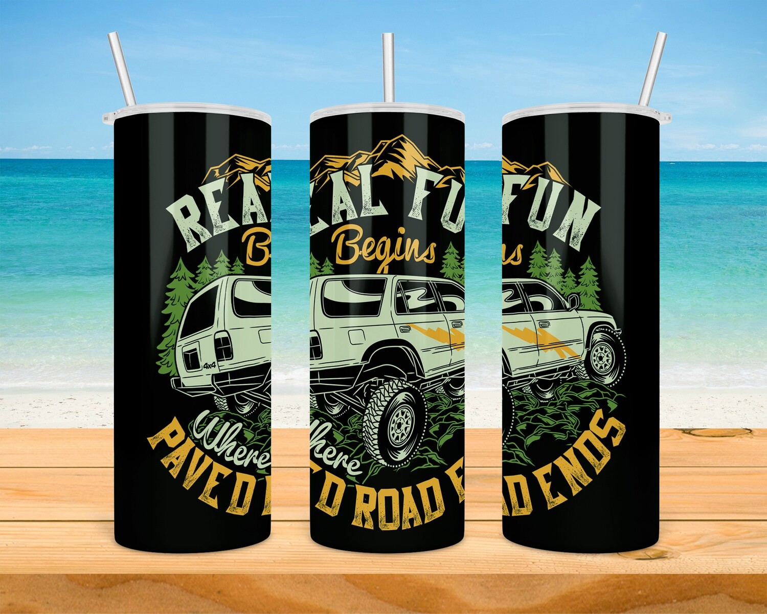 Real Fun Begins Where Paved Road Ends Tumbler