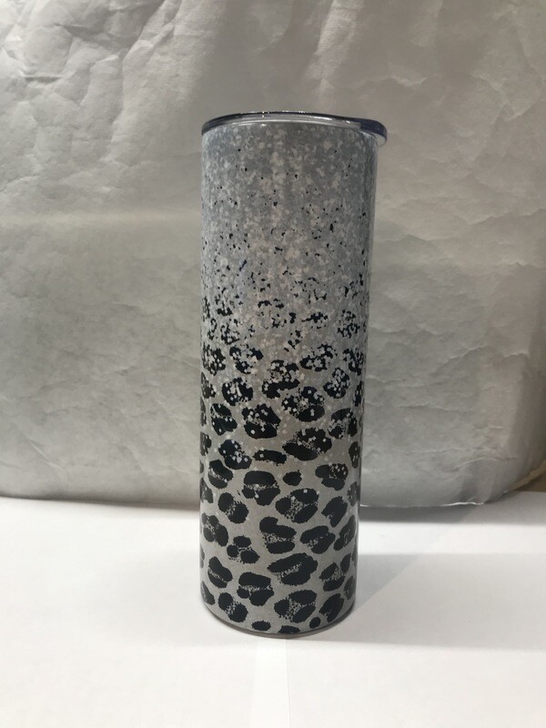 Cheetah Print Leopard White Glitter Tumbler