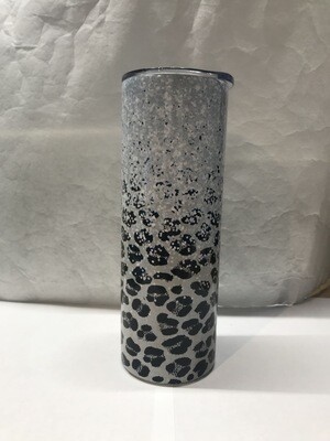 Cheetah Print Leopard White Glitter Tumbler