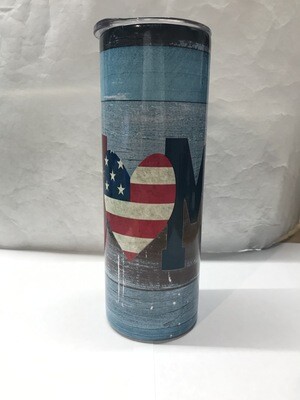 Home Patriotic Heart Woodgrain Tumbler