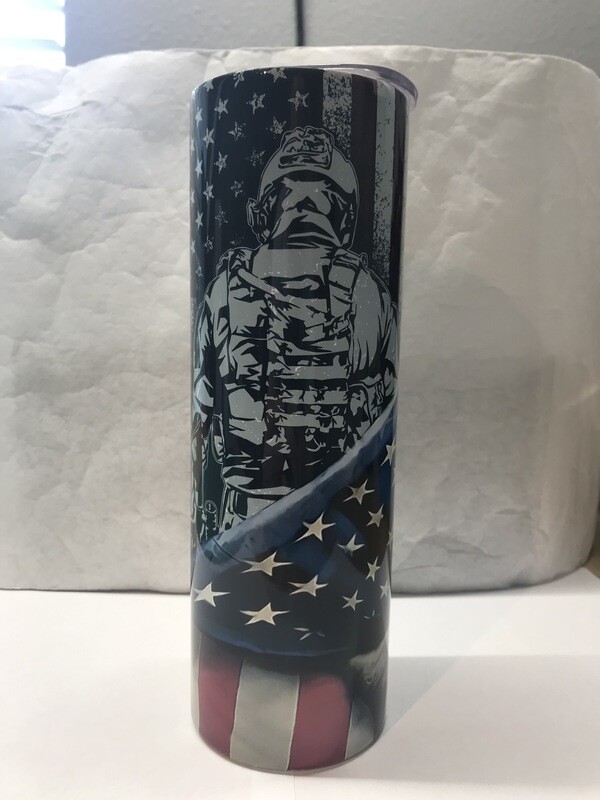 Veteran Military Army USA Flag Tumbler