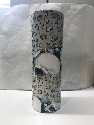 Cheetah Print Skull Halloween Glitter Leopard Print Tumbler