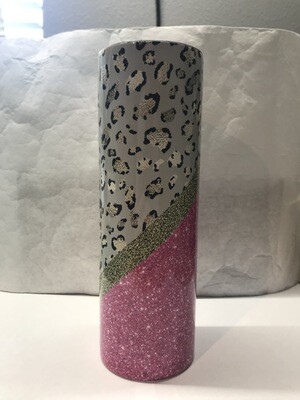 Cheetah Print Pink Glitter Leopard Print Tumbler