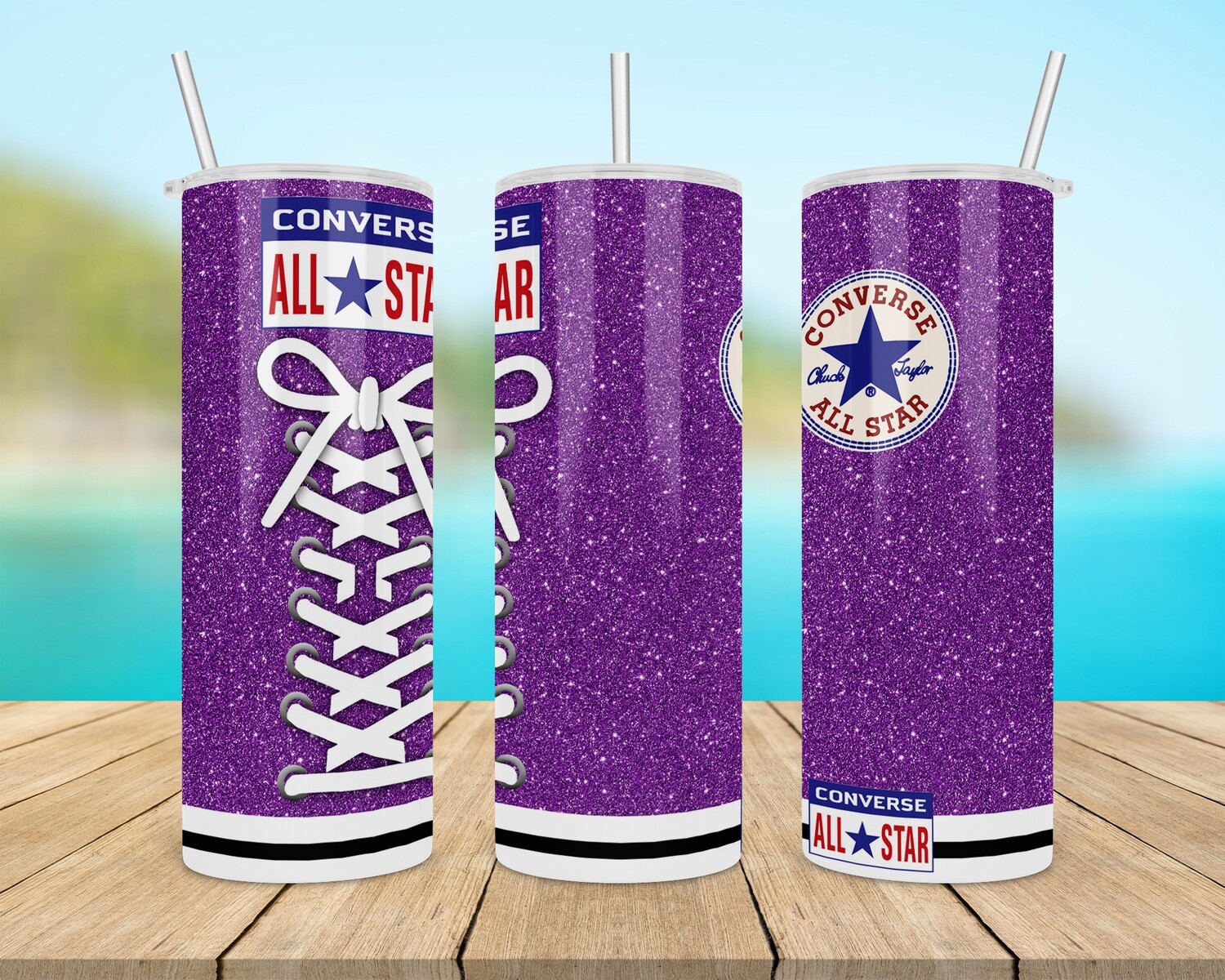 Converse All Star Purple Glitter Tumbler