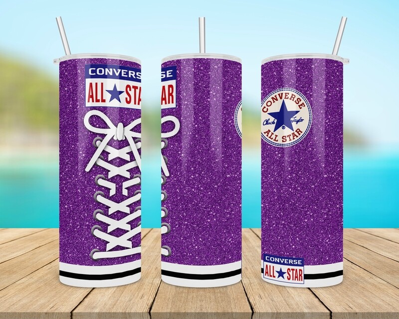 Converse All Star Purple Glitter Tumbler