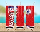 Converse All Star Red White Blue Glitter Tumbler