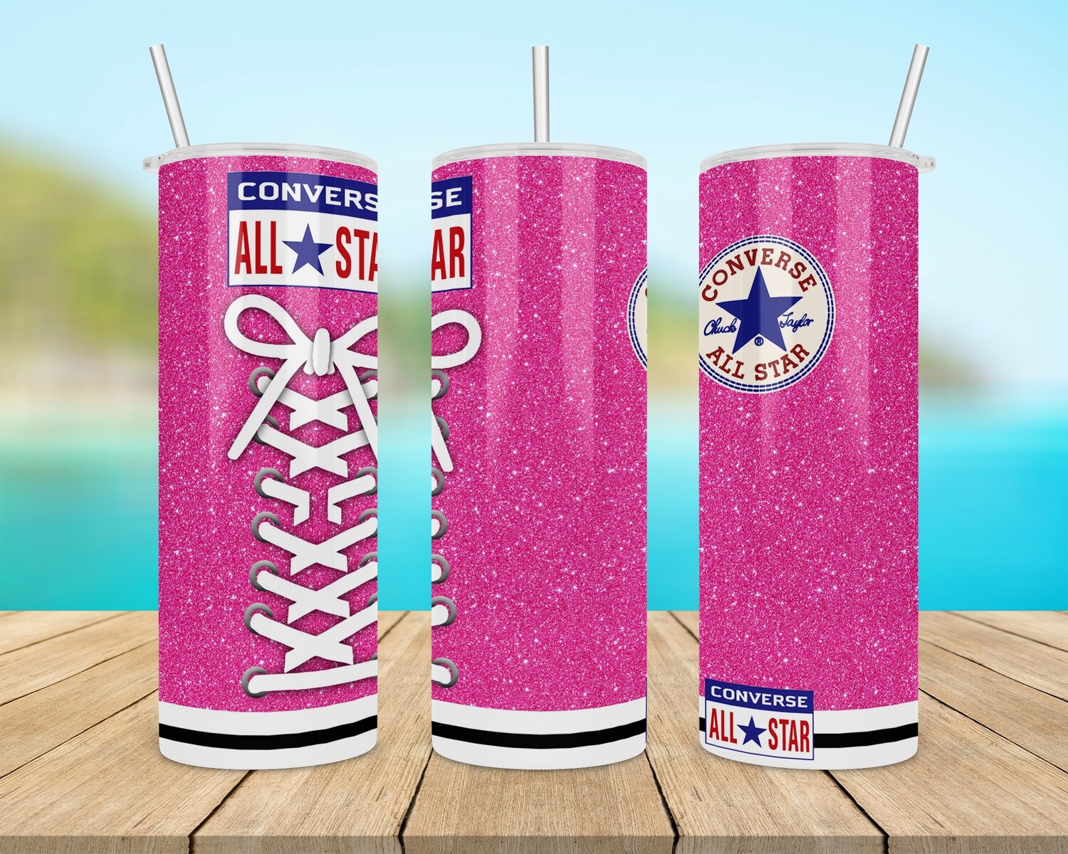 Converse All Star Pink Glitter Tumbler