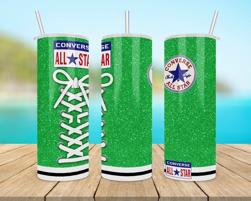 Converse Green Glitter Tumbler