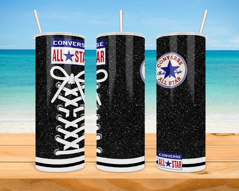 Converse All Star Black Glitter Tumbler