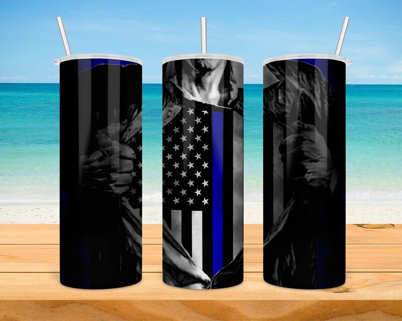 Police Thin Blue Line Superman Tumbler