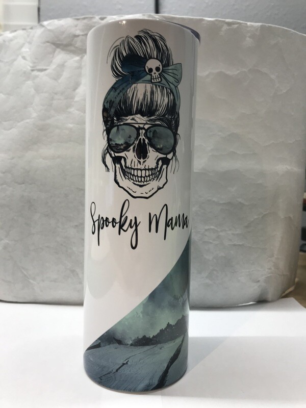 Mom Skull Halloween Spooky Graveyard Background Tumbler