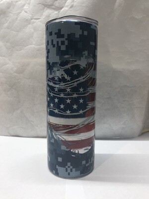 Camo Navy Blue USA Tumbler With Your Text
