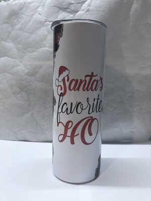 Santa's Favorite Ho Red Plaid Christmas Tumbler