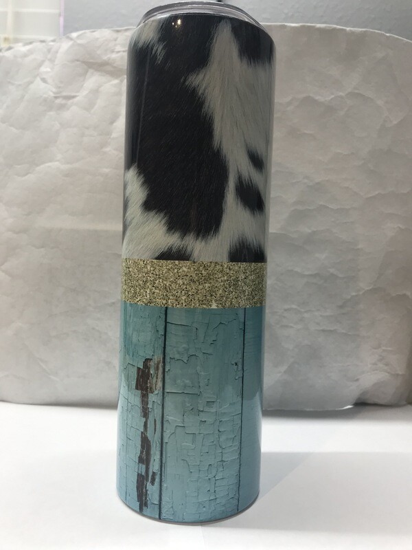 Cowhide Turquoise Aqua Cowgirl Farm Life Tumbler