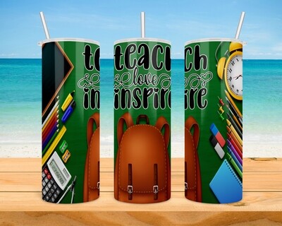 Teach Love Inspire Teacher Tumbler