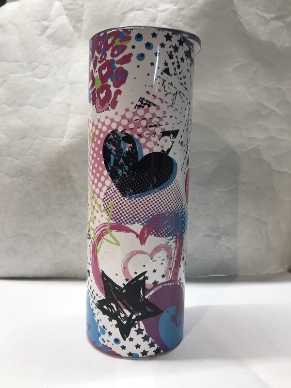 Grunge Pink Green Abstract Tumbler