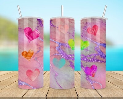 Valentine&#39;s Day Glitter Heart Tumbler