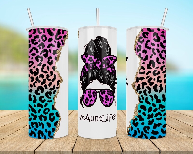 #AuntLife Cheetah Tumbler