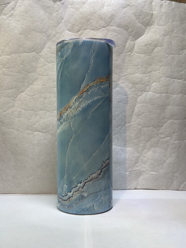 Light Blue Gold Marble Abstract Tumbler