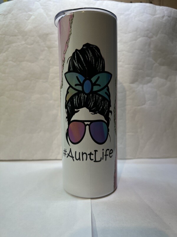 #AuntLife Pink Marble Tumbler