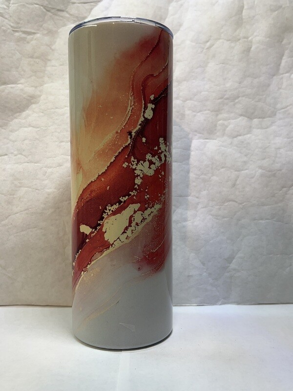 Red Gold Glitter Marble Tumbler