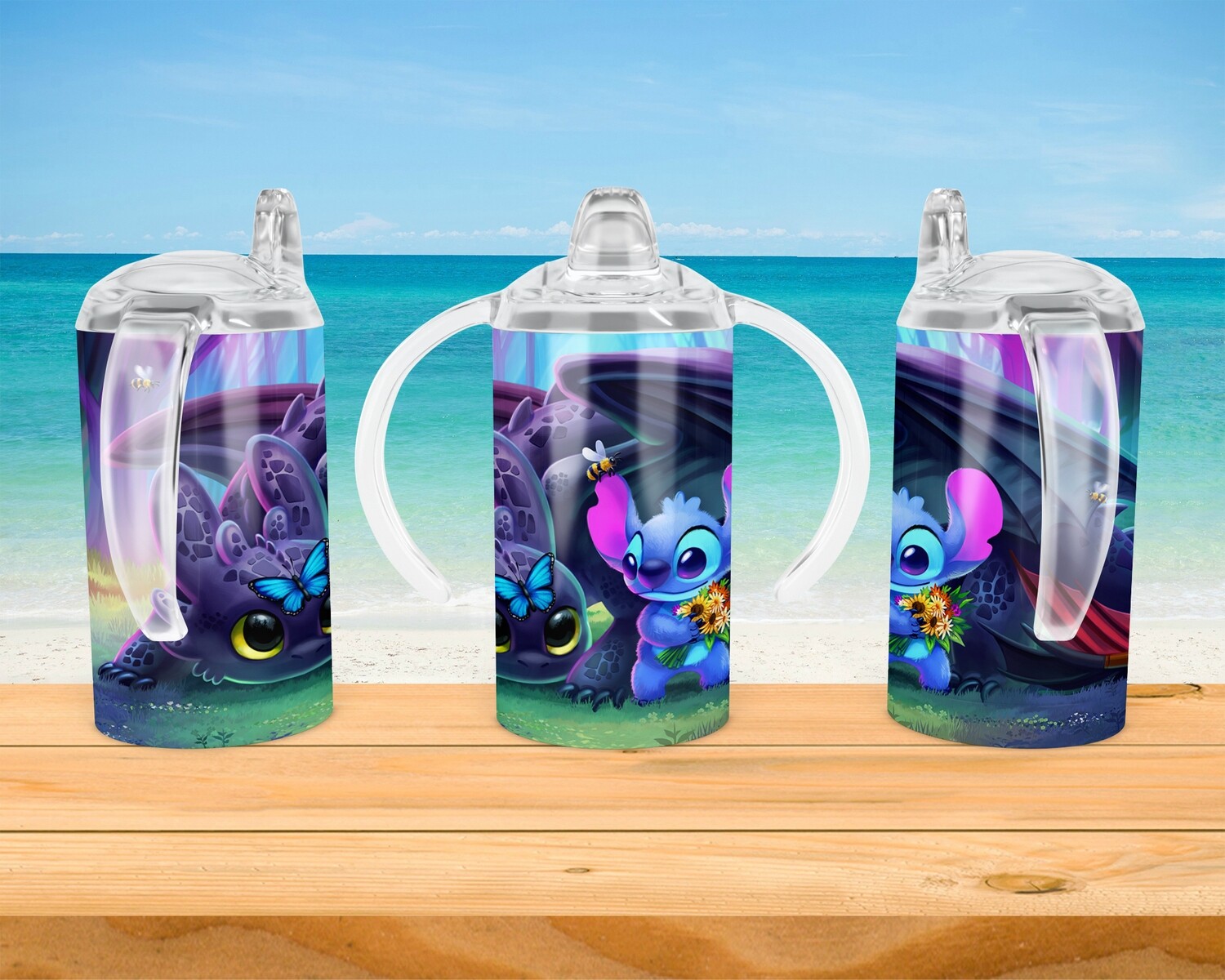 Stitch &amp; Toothless Baby Bottle Sippy Tumbler