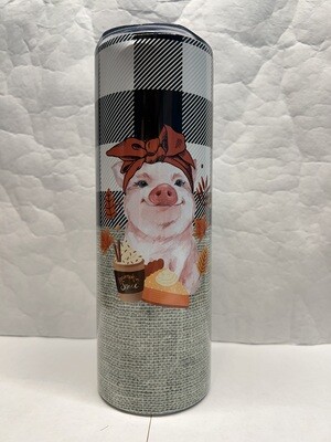 Fall Plaid Burlap Pig Tumbler