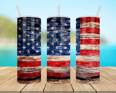 Wooden American Flag Tumbler