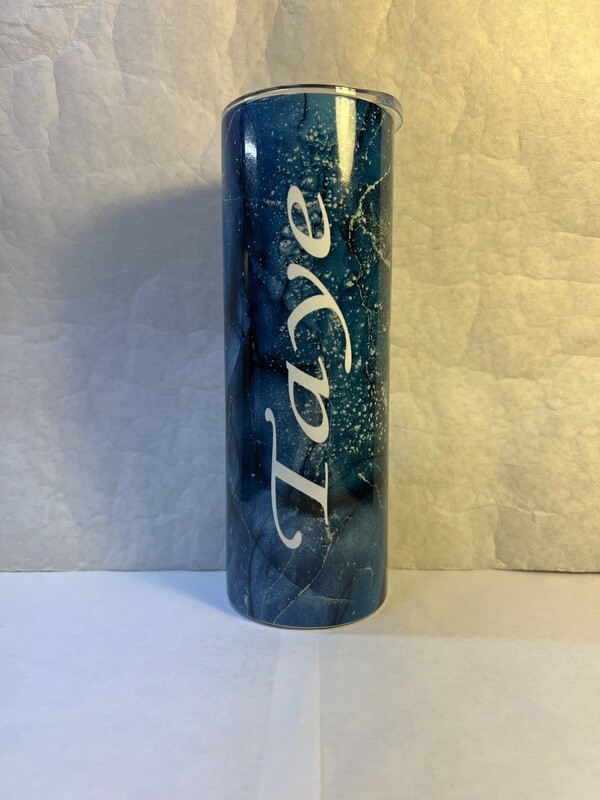 Navy Blue Beach Glitter Galaxy Tumbler With Your Text