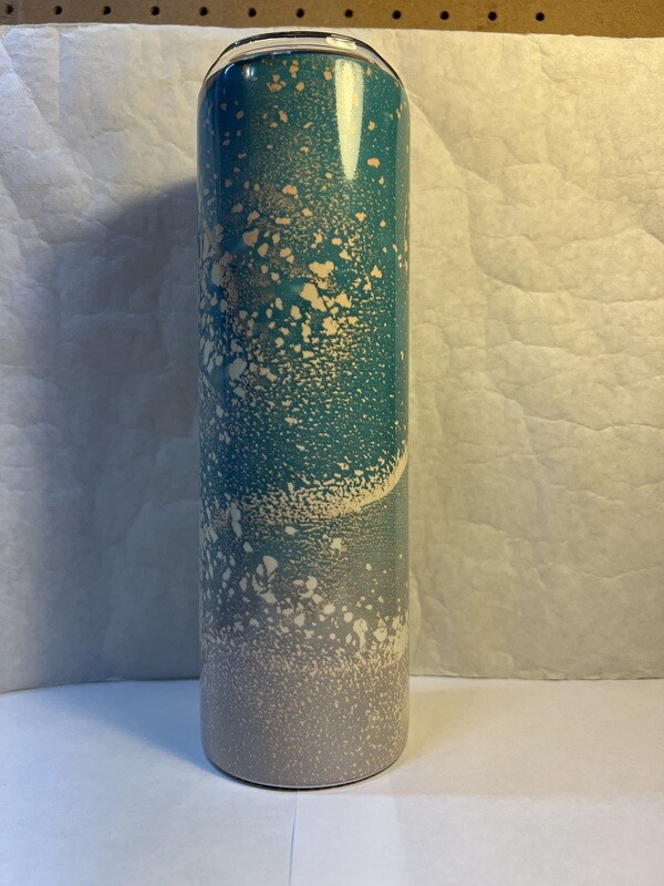 Turquoise Blue Beach Glitter Marble Tumbler
