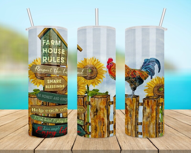 Farm House Rules Chicken Tumbler
