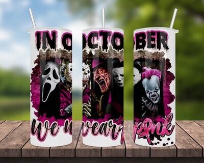 In October We Wear Pink Halloween Tumbler